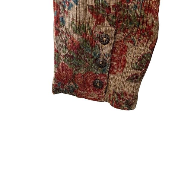 April Cornell Floral Shimmering Rose Metallic Long Duster Jacket| L - Picture 9 of 12